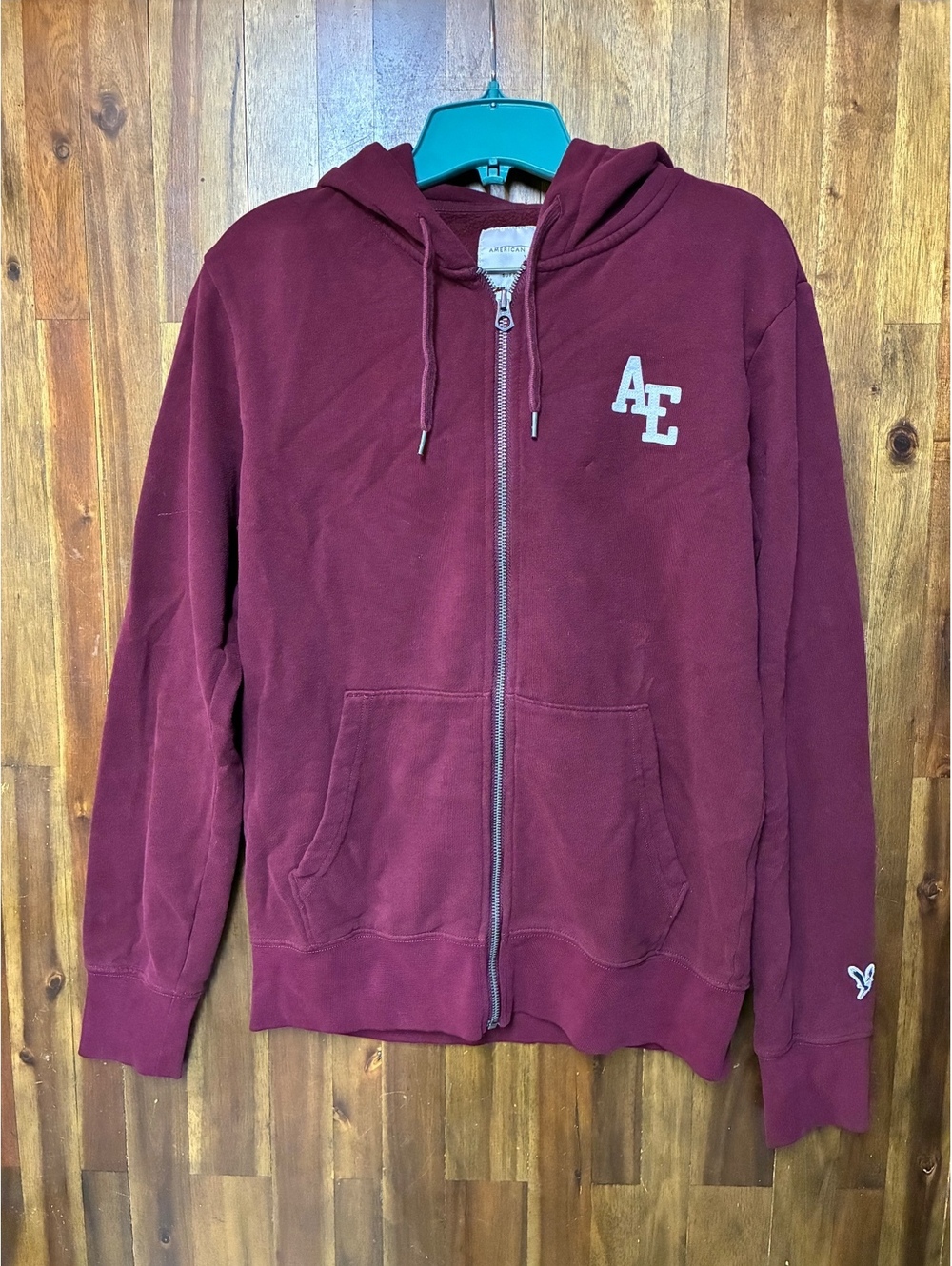 American Eagle Super Soft Burgundy Full Zip Hoodie XS Y2K Preppy Casual